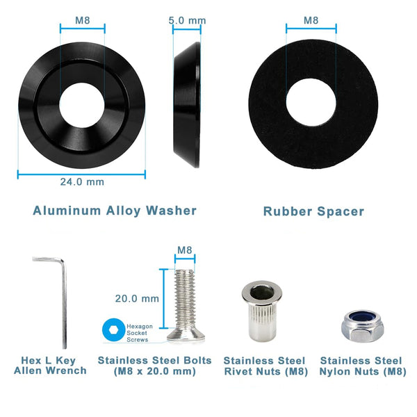 Billet Aluminum Fender Washers (QTY 16)